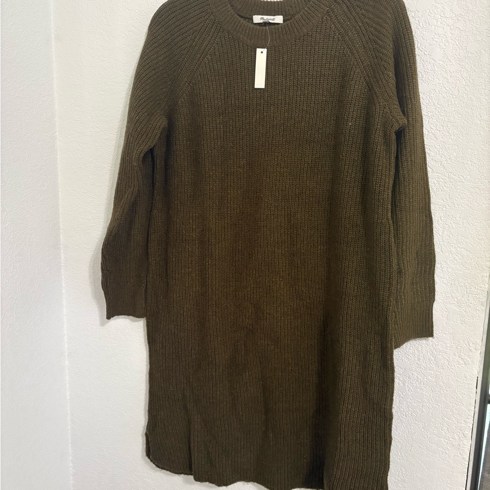 Madewell Long Sleeve Knit Dress in Olive